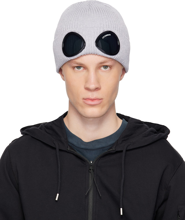 C.P. Company: Gray Cotton Goggle Beanie | SSENSE