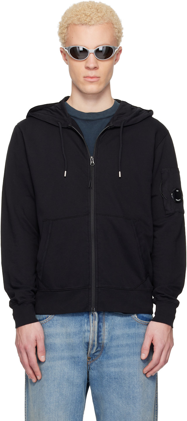 C.P. Company: Black Light Fleece Zip Lens Hoodie | SSENSE C.P. Company: Black Light Fleece Zip Lens Hoodie | SSENSE