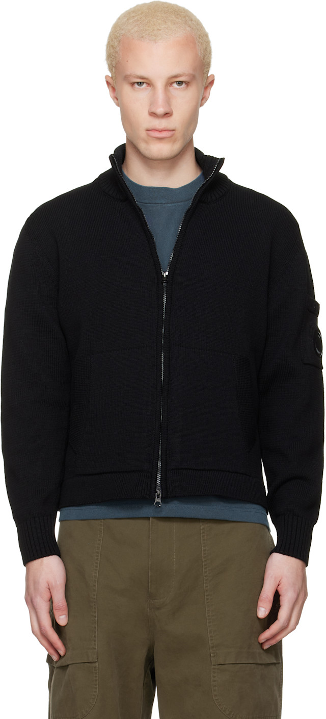 C.P. COMPANY ニット C.P. Company: Black Compact Cotton Zipped Cardigan Sweater | SSENSE
