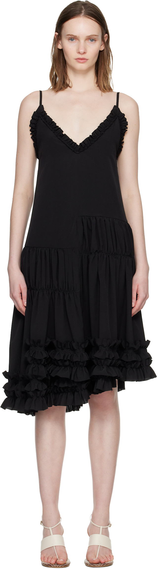 『美品』DRIES VAN NOTEN フリルノースリーブワンピースドレス dries-van-noten-black-