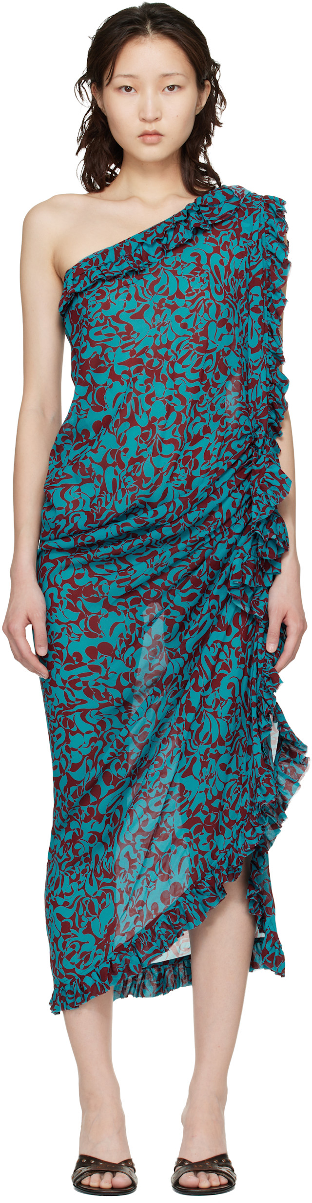 blue and burgundy dress Dries Van Noten & Graphic Midi Size:36 inch the Mabel Dress in Type:Midi Dresses Your Guide To The