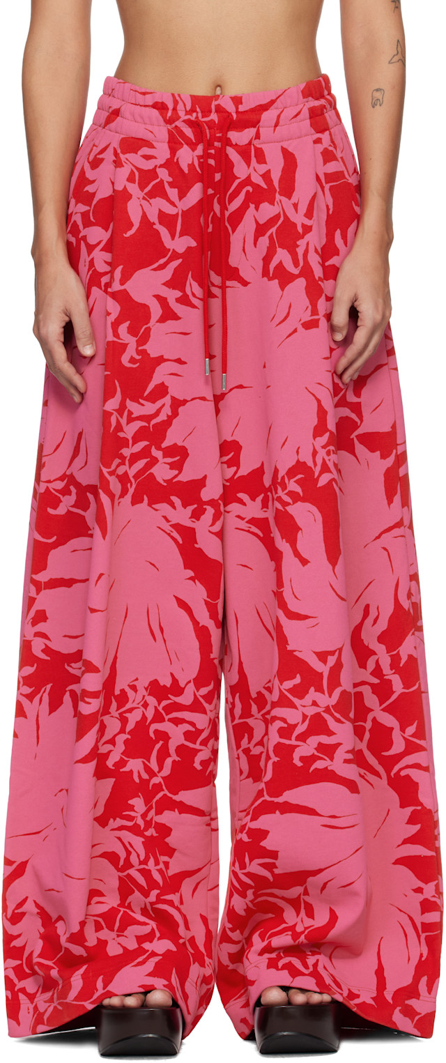 Dries Van Noten: Red & Pink Loose Sweatpants | SSENSE