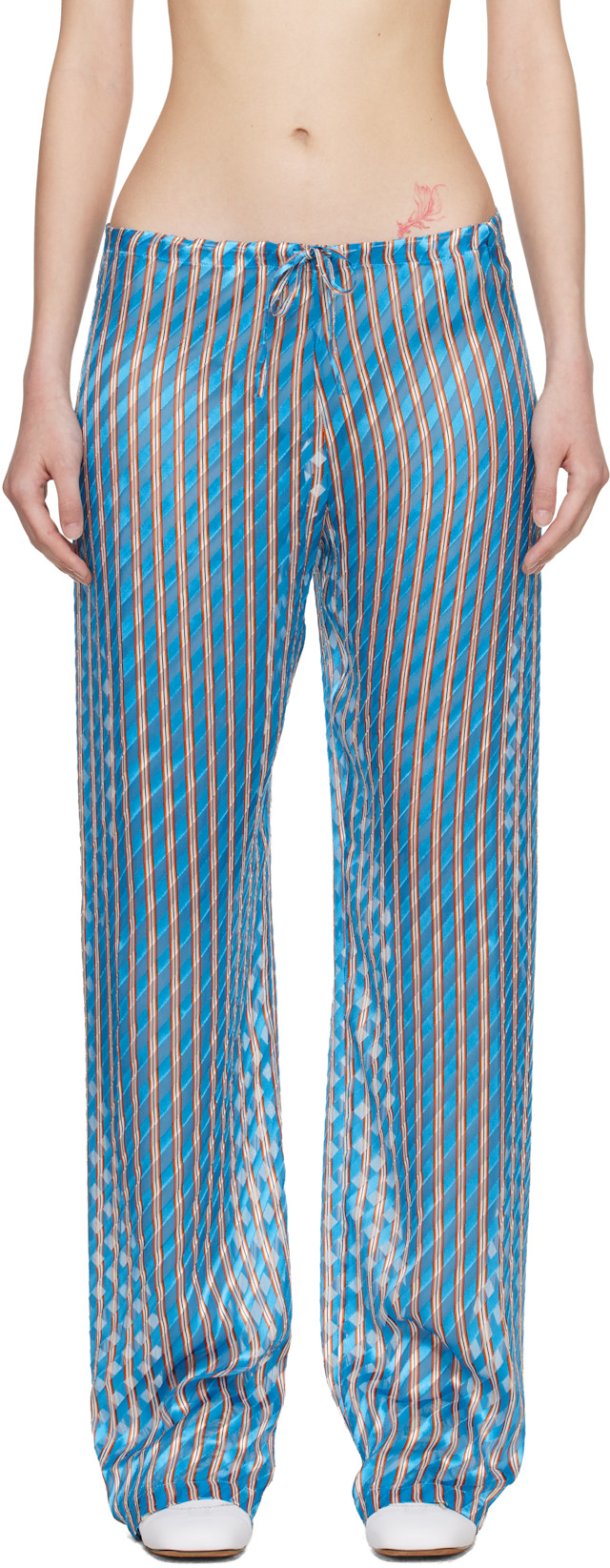 DIRES VAN NOTEN／ドリス／22SS／ネオンツイストブラウス Dries Van Noten: Blue Devoré Elasticated Trousers | SSENSE