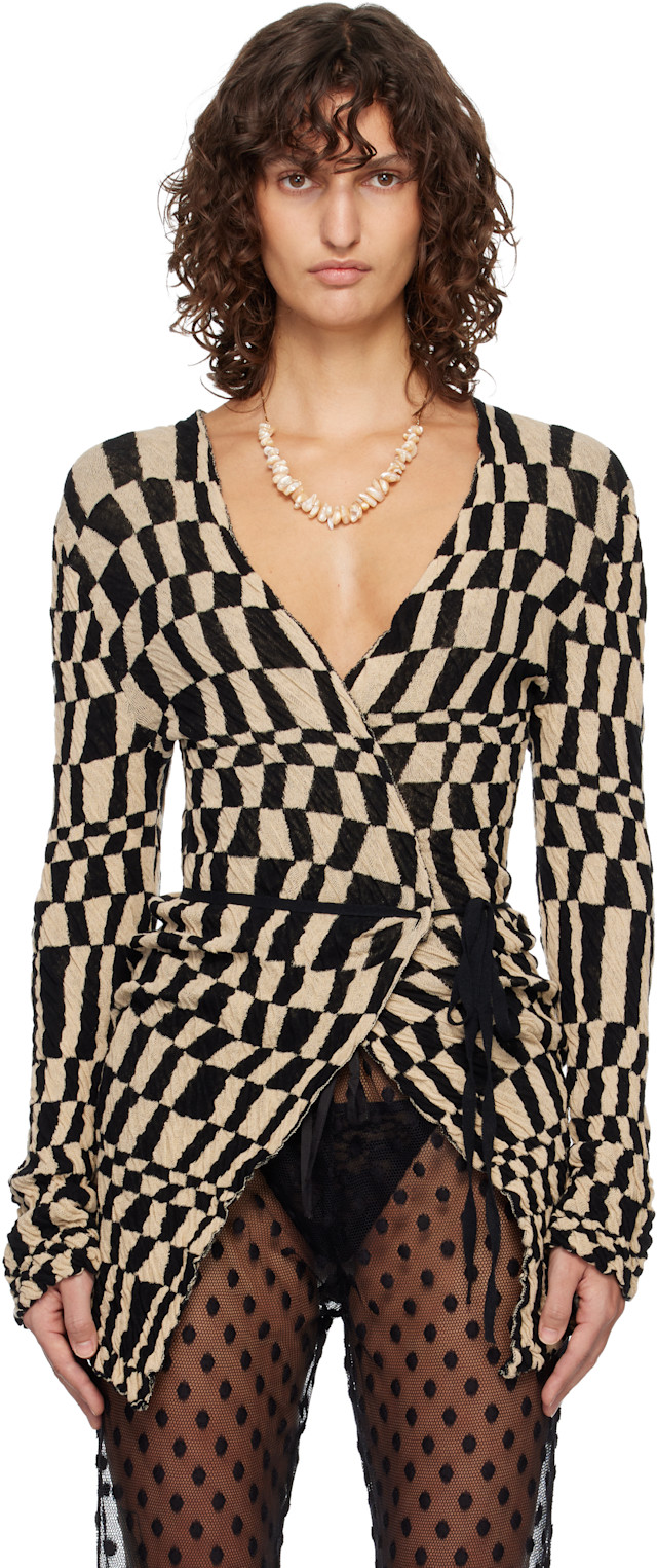 Dries Van Noten: Black & Off-White Jacquard Cardigan | SSENSE
