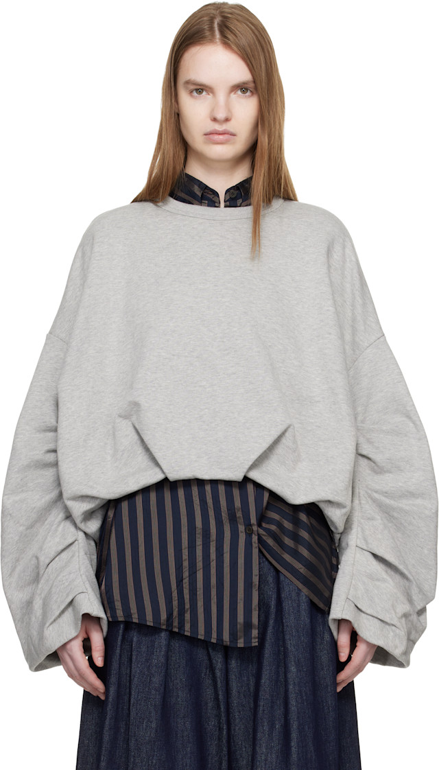 Dries Van Noten: Gray Draped Sweatshirt | SSENSE Canada
