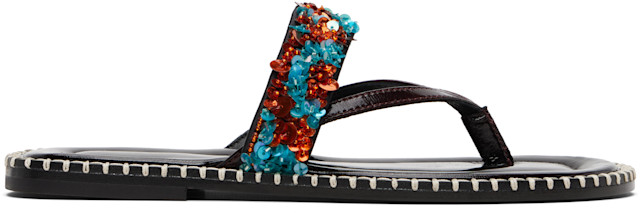 Dries Van Noten: ブルー＆オレンジ エンベリッシュド サンダル