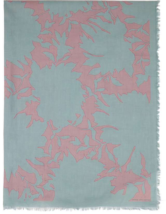 Dries Van Noten: Blue & Pink Floral Scarf | SSENSE