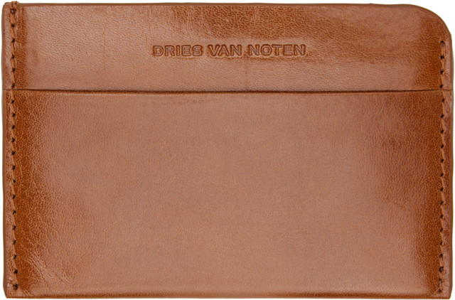 Dries Van Noten: Brown Leather Card Holder | SSENSE