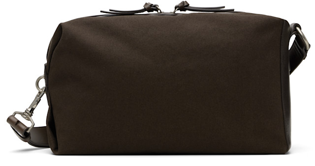 Dries Van Noten: Brown Canvas & Lambskin Bag | SSENSE