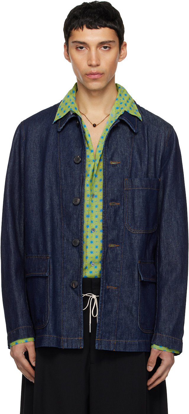 Dries Van Noten: Navy Braxton Denim Jacket | SSENSE