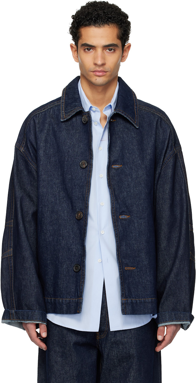 Dries Van Noten: Navy Heavyweight Denim Jacket | SSENSE