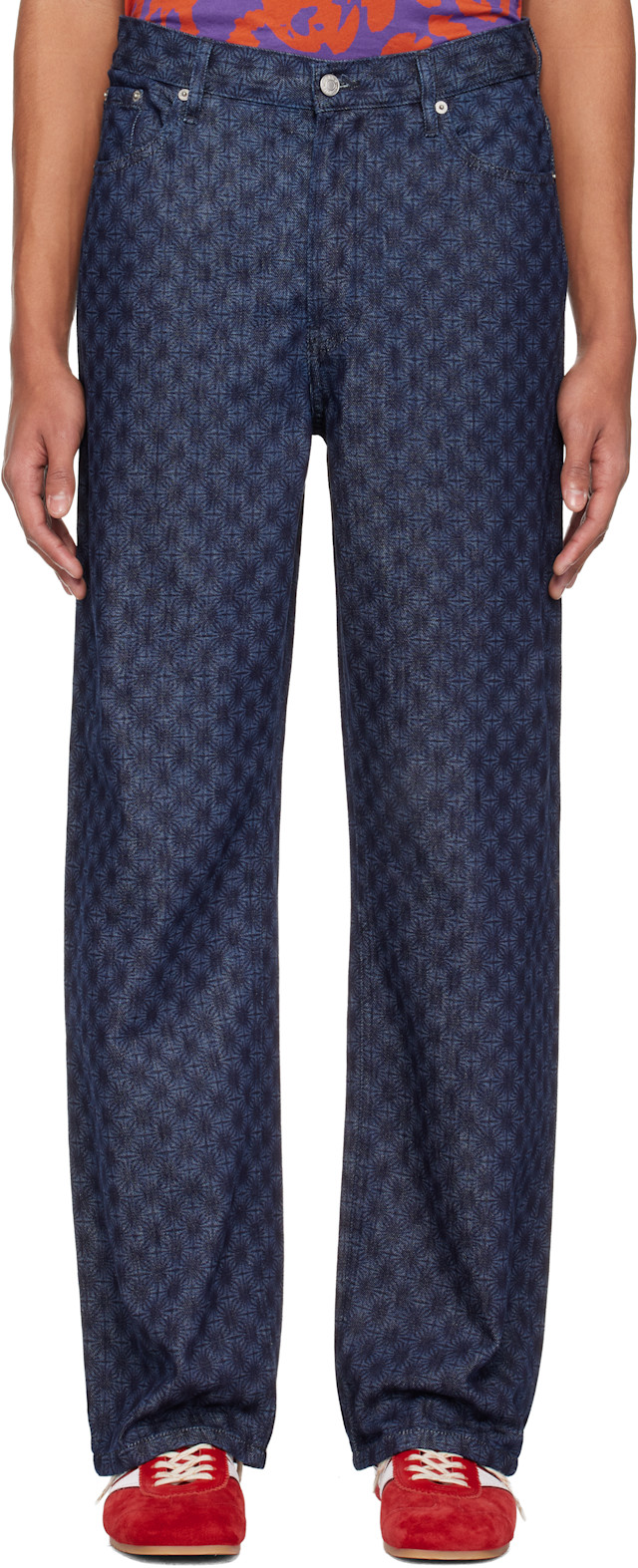 Dries Van Noten: Navy Floral Jeans | SSENSE