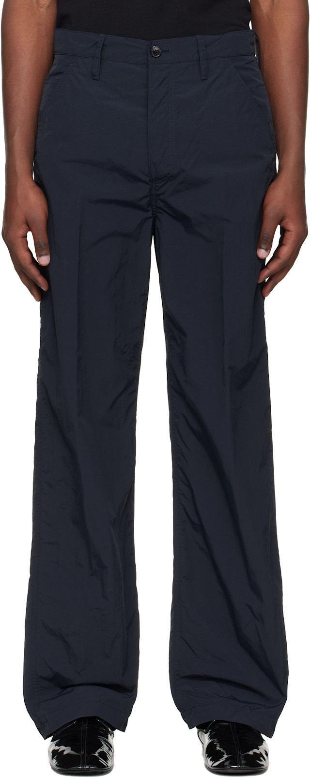 DRIES VAN NOTEN カーゴスラックス　ネイビー Dries Van Noten: ネイビー Crinkle カーゴパンツ | SSENSE 日本