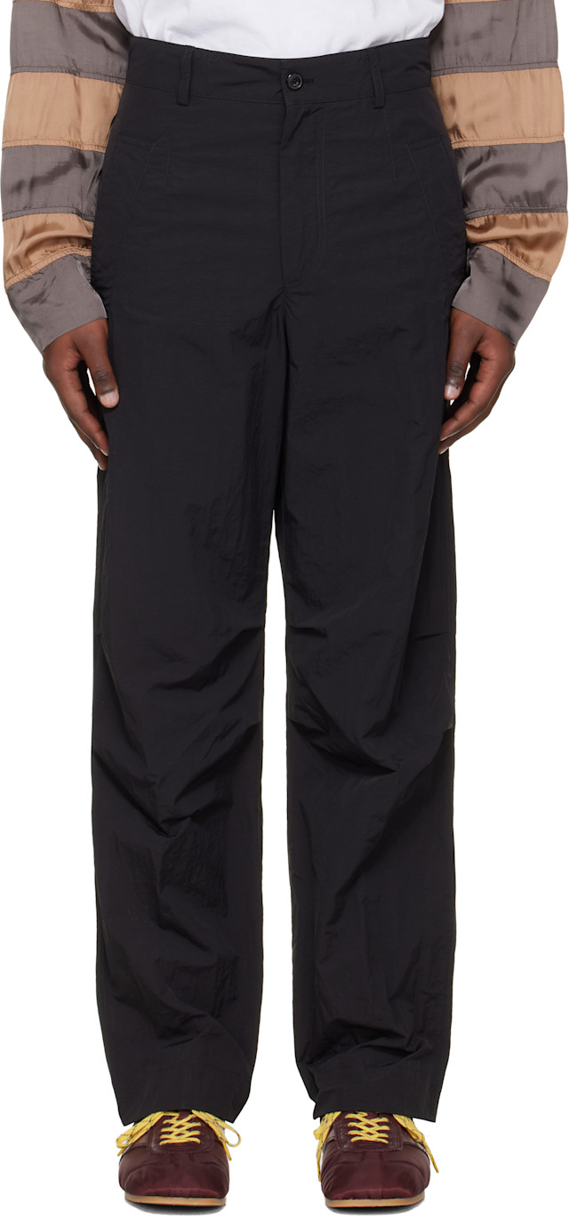 Dries Van Noten: Black Taffeta Trousers | SSENSE