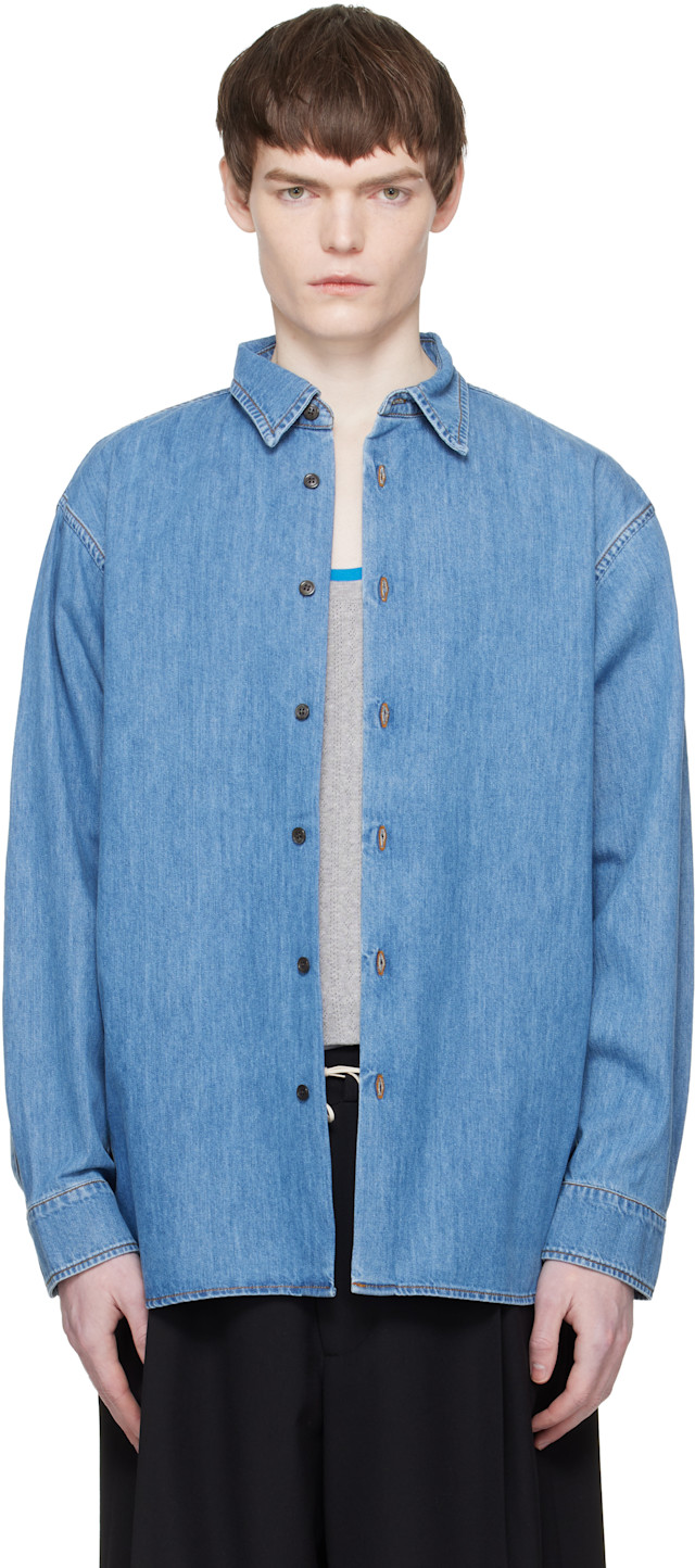 ※限定値下げ中 DRIES VAN NOTEN デニムシャツ サイズ46 Dries Van Noten: ブルー デニムシャツ | SSENSE 日本