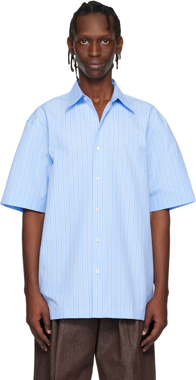トップス Dries Van Noten Orenge Stripe BD Shirt Dries Van Noten: Blue Striped Shirt | SSENSE