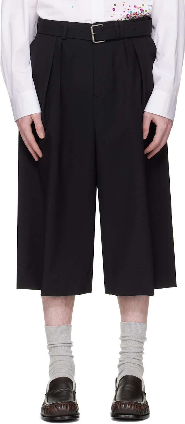 Dries Van Noten: ブラック ウール モヘア ショートパンツ | SSENSE 日本