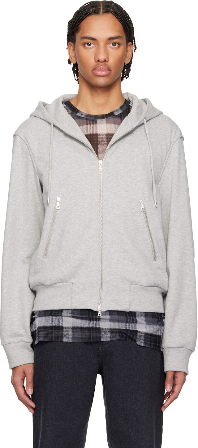 Dries Van Noten: Gray Loose Zipped Hoodie | SSENSE