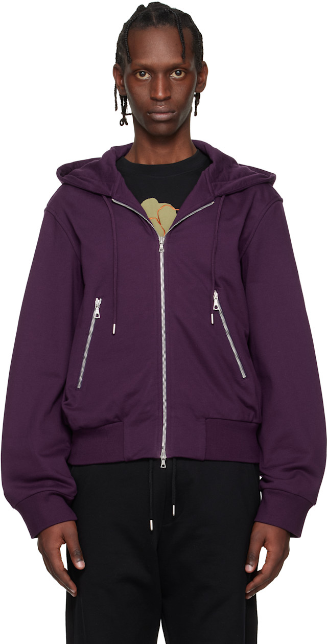Dries Van Noten: Purple Loose Zipped Hoodie | SSENSE