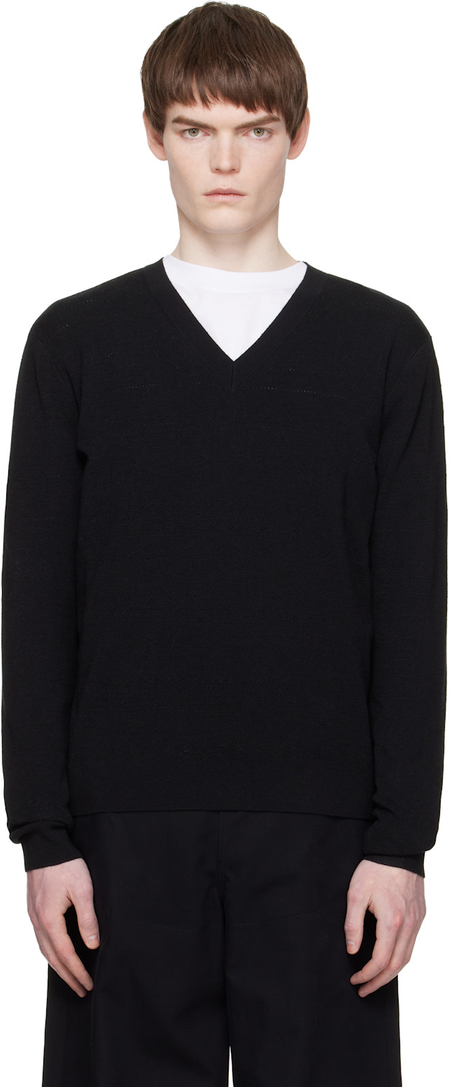 Dries Van Noten: Black Pointelle Sweater | SSENSE