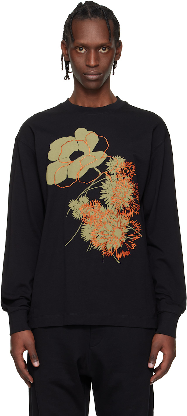 Dries Van Noten: Black Floral T-shirt | SSENSE