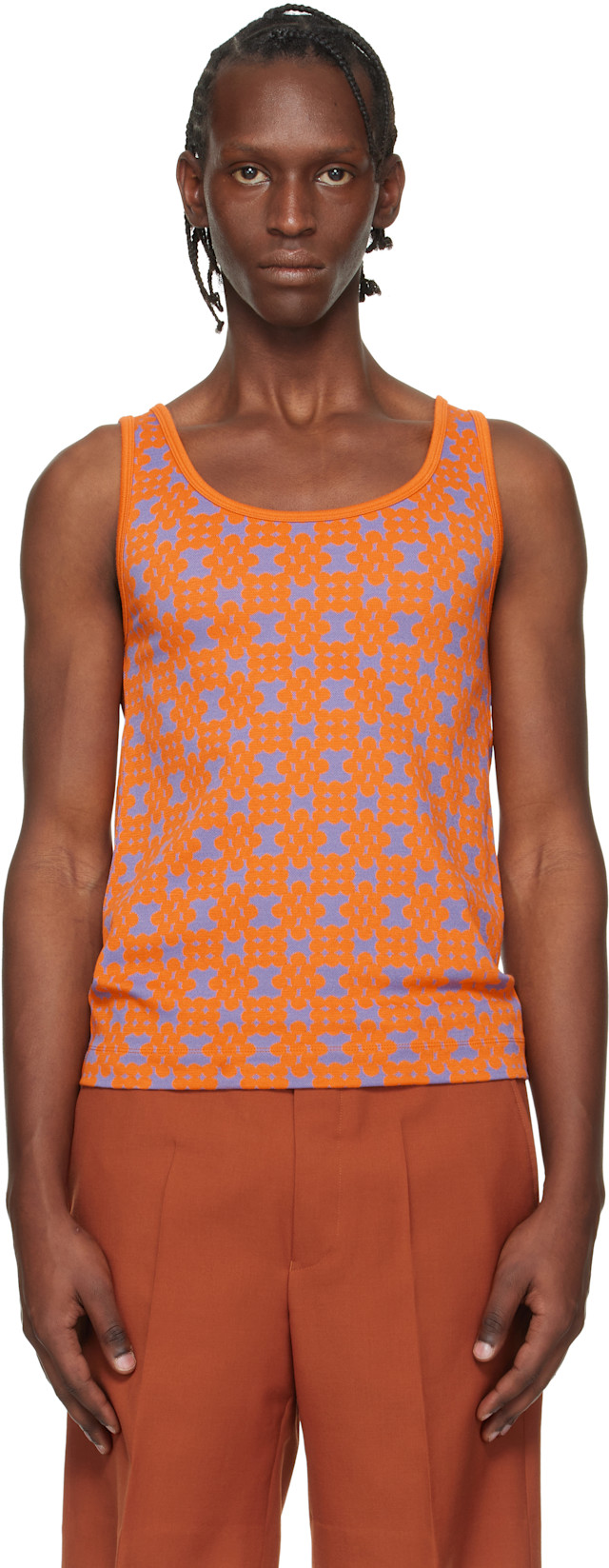 Dries Van Noten: Orange & Purple Jacquard Tank Top | SSENSE