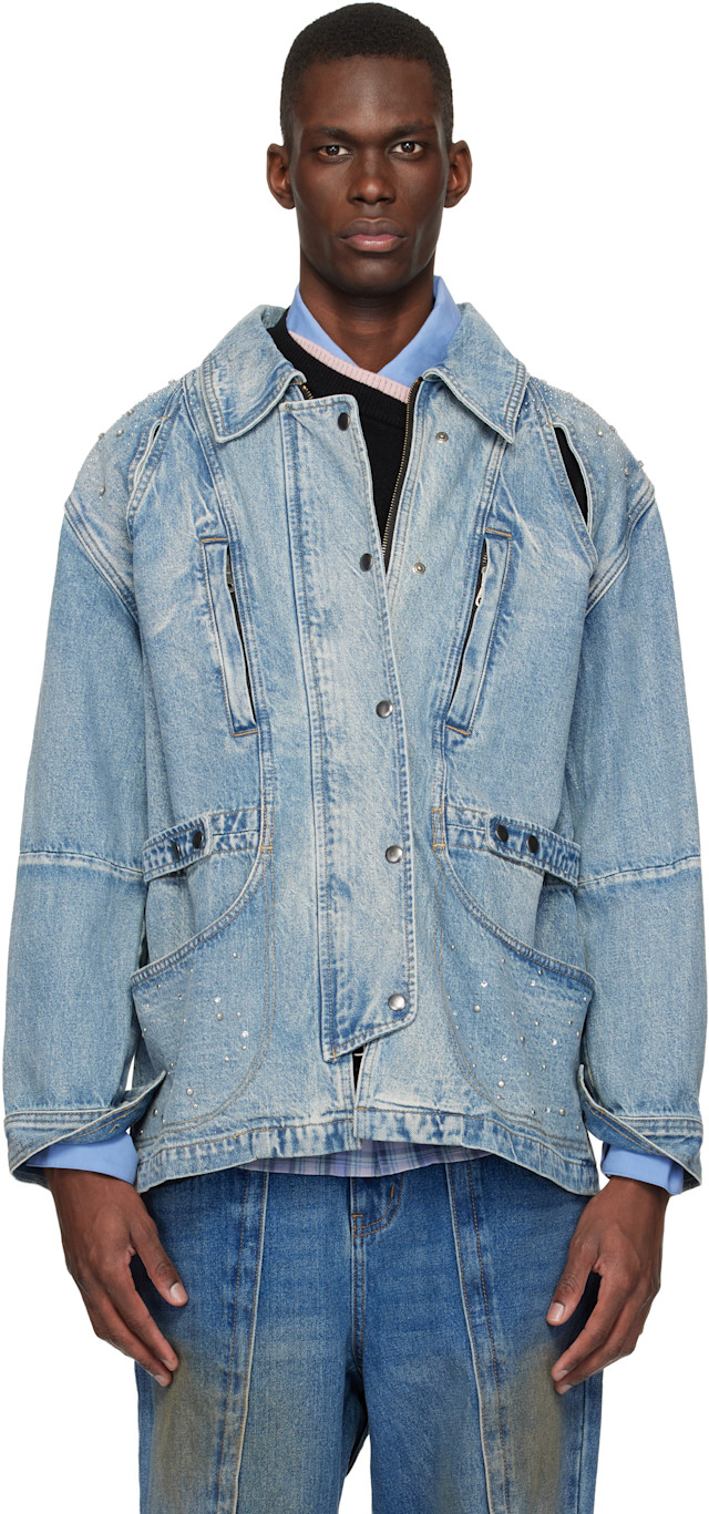 Andersson Bell: Blue Jeweled Denim Jacket | SSENSE Australia