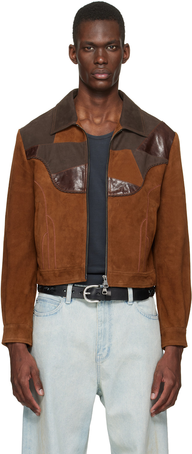 Andersson Bell: Brown Harvey Patchwork Suede Jacket | SSENSE