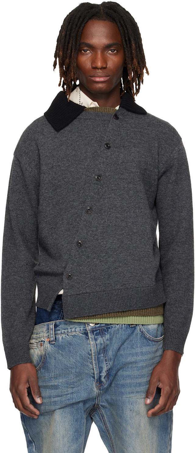 トップス [ANDERSSON BELL]LAYERED CARDIGAN Andersson Bell: Gray Layered Collar Cardigan | SSENSE