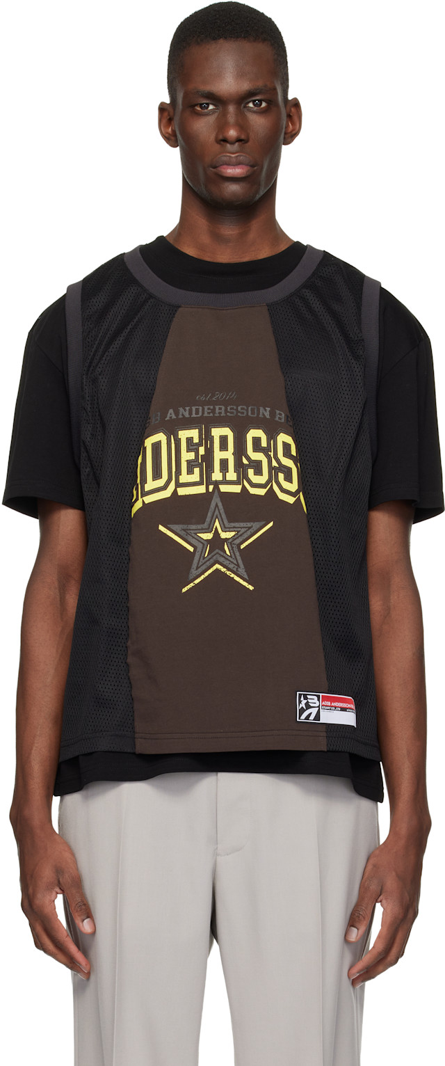 Andersson Bell: Black & Brown Basketball Jersey Layered T-shirt