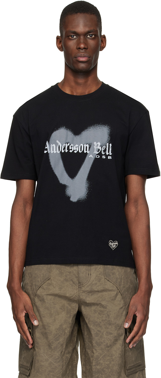 Andersson Bell: ブラック Essential Heart Tシャツ | SSENSE 日本