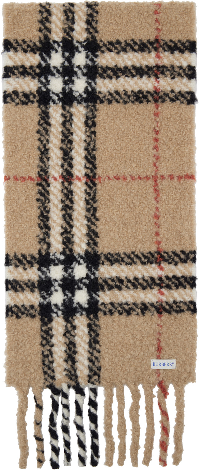 Burberry: ベージュ チェック アルパカウール ブレンド ブークレ