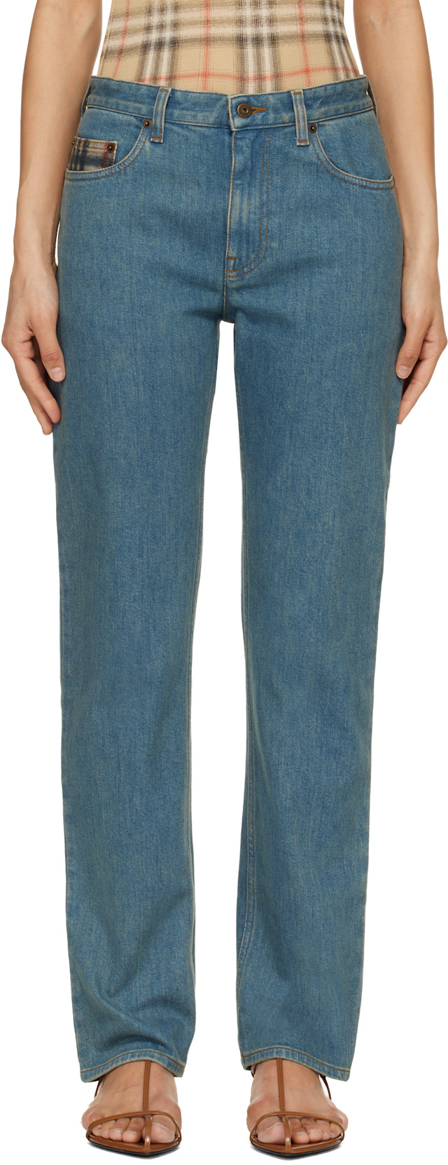 Burberry: Blue Mid-Rise Straight Jeans | SSENSE