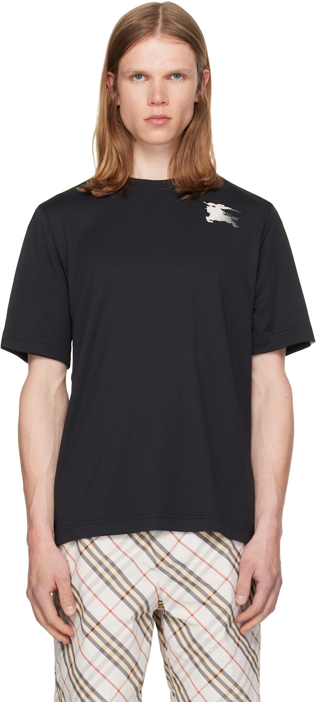 Burberry: Black Check Trim Jersey T-shirt | SSENSE Canada