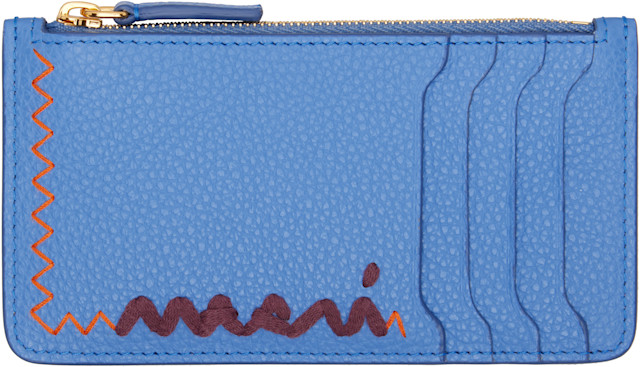Marni: Blue Zipped Card Holder | SSENSE