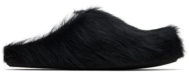 Marni Black Long-Hair Calfskin Fussbett Mules Marni Long Hair Calfskin Fussbett Sabot | Black | FARFETCH CA main image 4