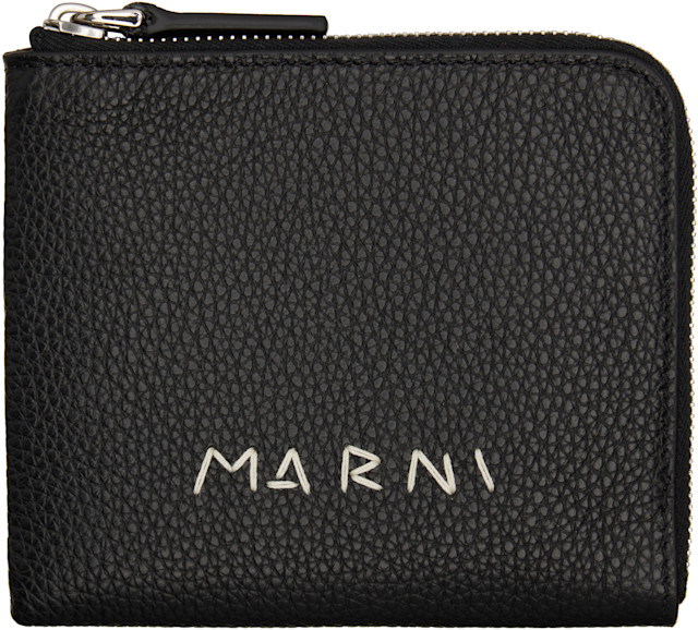 【新品未使用】MARNI ZIP AROUND WALLET Marni: Black 'Marni Mending' Embroidery Zip-Around Wallet | SSENSE