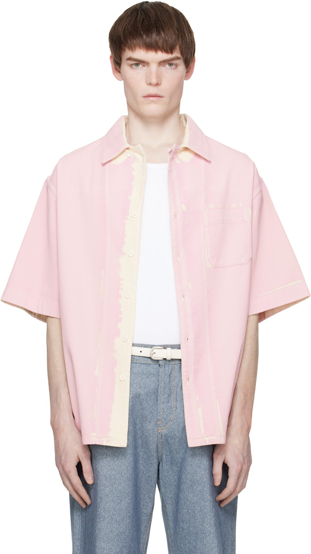 Marni: ピンク Screen-Printed デニムシャツ | SSENSE 日本