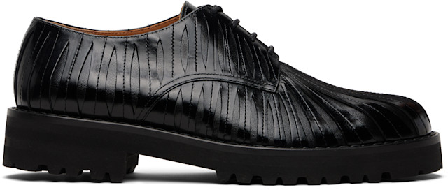 ブーツ MARNI LEATHER DRESS SHOES BLK/BRW 39 Marni: Black Leather Strip Derbys | SSENSE