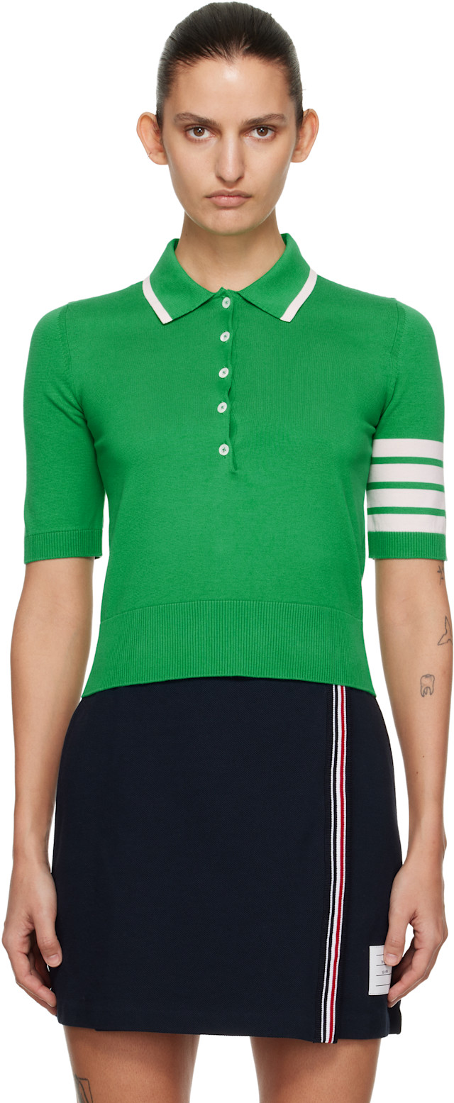 Thom Browne: グリーン Hector Intarsia Cotton 4-Bar Stripe 半袖