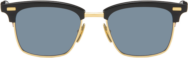 Thom Browne: Black Acetate & Titanium Rectangular Sunglasses | SSENSE