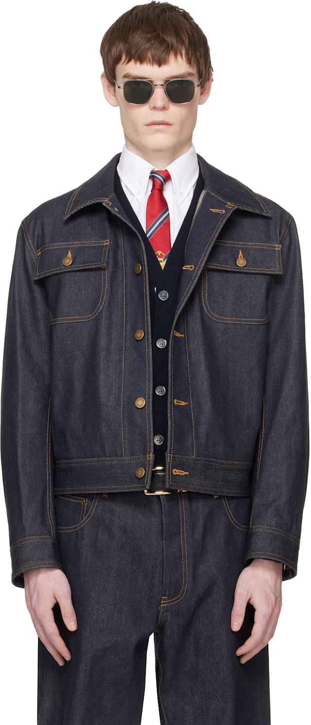Thom Browne: ネイビー Backstrap セルビッジデニム ユーティリティ