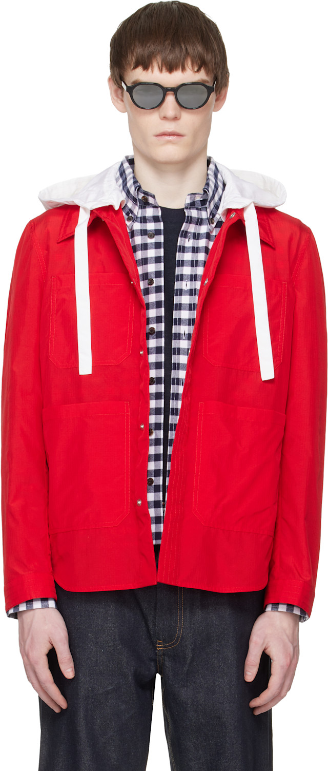 Thom Browne: Red Utility Patch Pocket Jacket | SSENSE