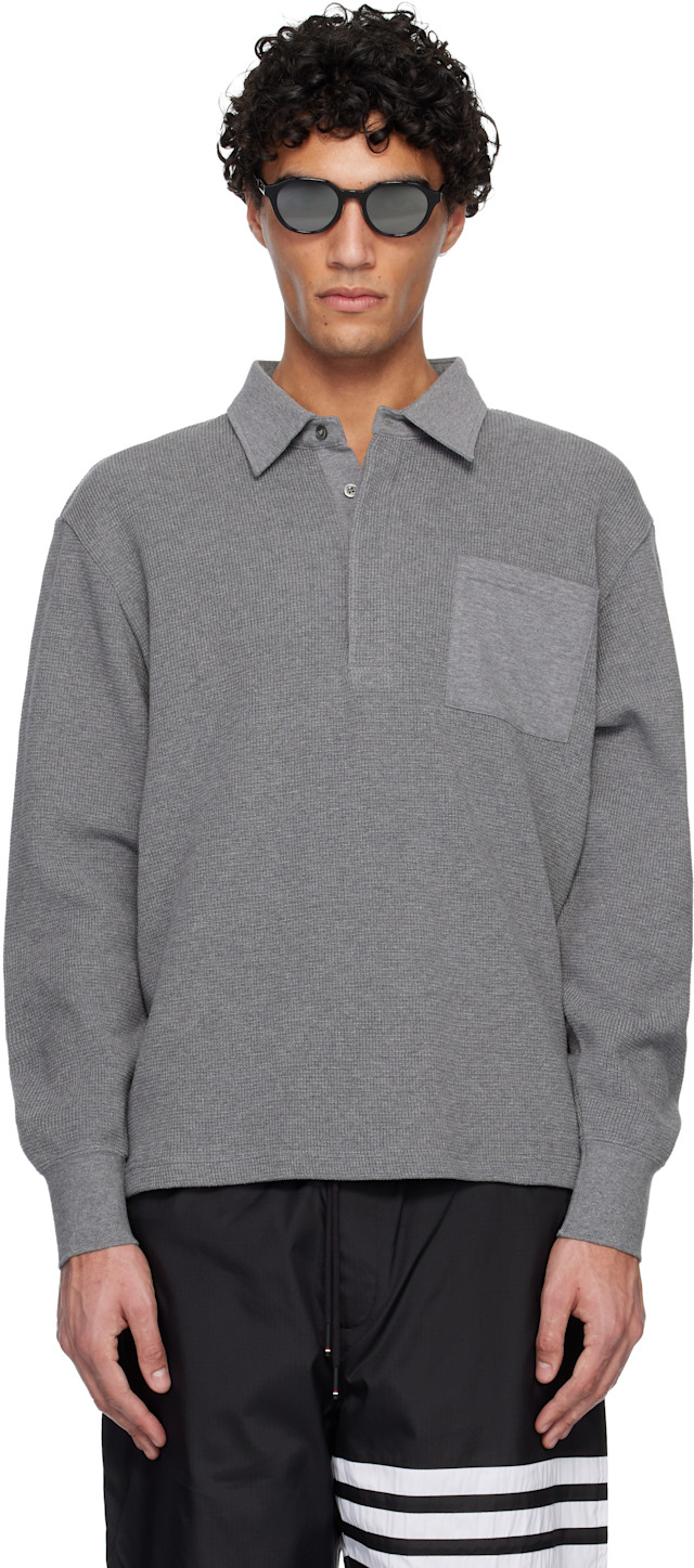 THOM BROWNE ポロシャツ サイズ2 グレー Thom Browne: Gray Rugby Polo | SSENSE