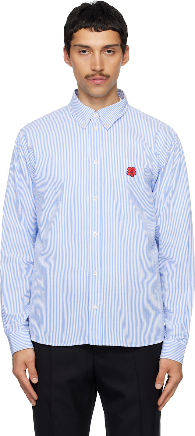 Kenzo: Blue Kenzo Paris 'Boke Flower' Embroidered Casual Shirt