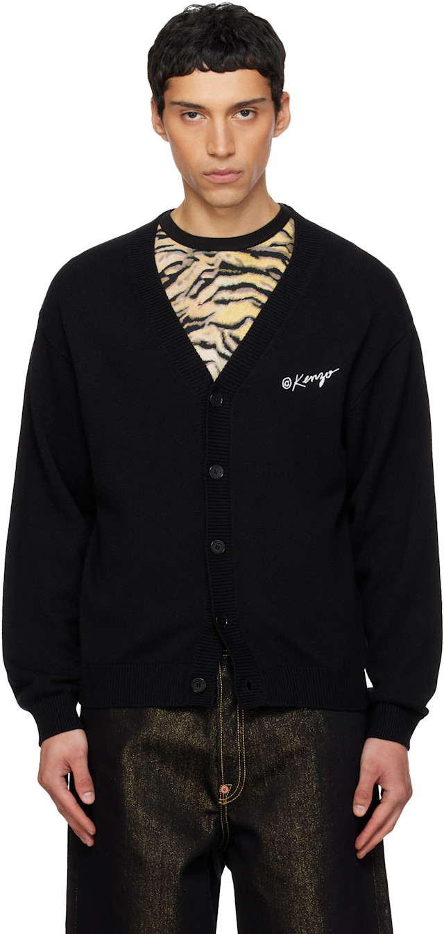 KENZO Tiger スウェットカーディガン Kenzo: Black Kenzo Paris 'KENZO Wild Tiger' Cardigan | SSENSE