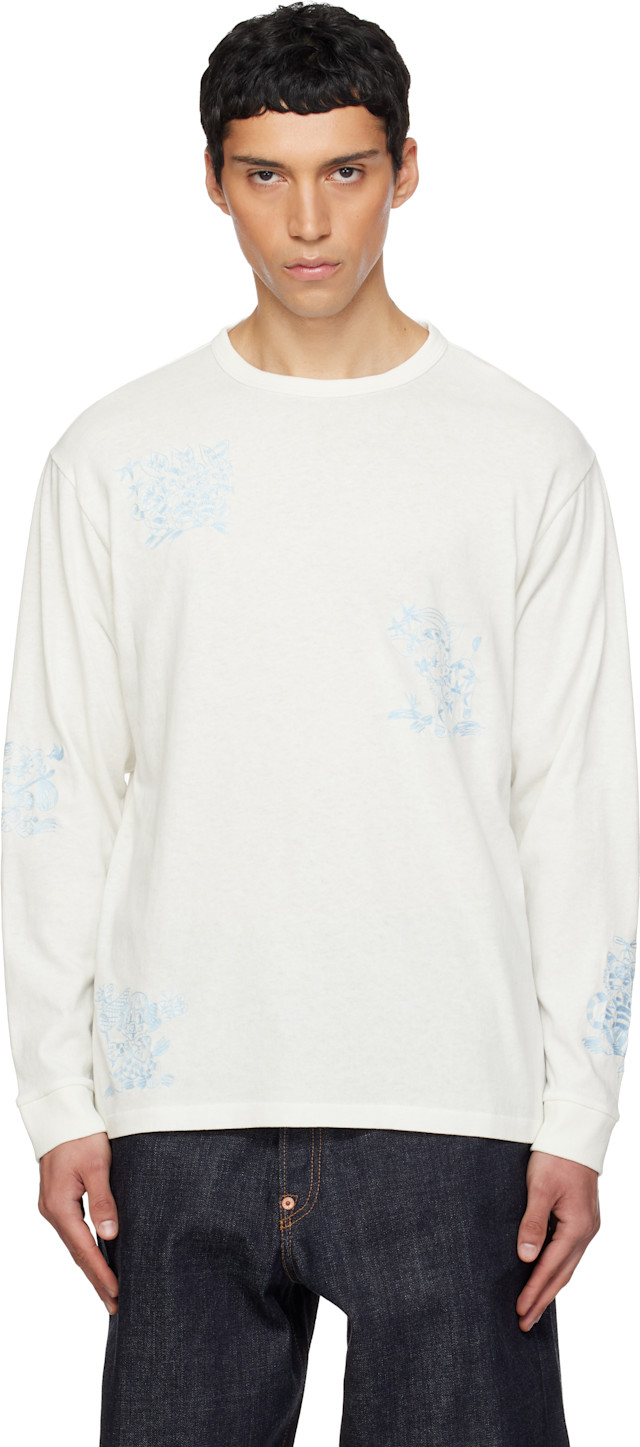 Kenzo: White Kenzo Paris 'KENZO Cartoon Outlined' Relax Long