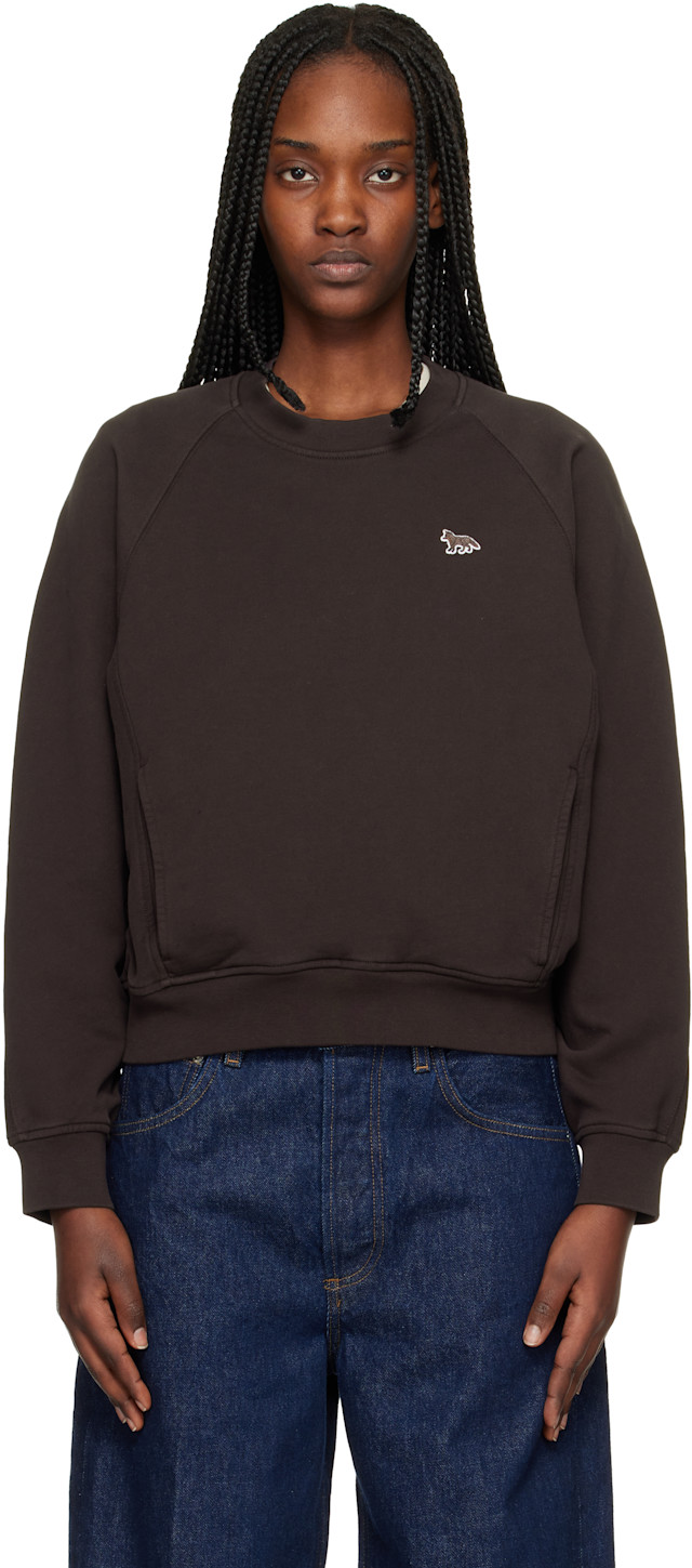 Maison Kitsuné: Brown Baby Fox Open Pocket Sweatshirt | SSENSE