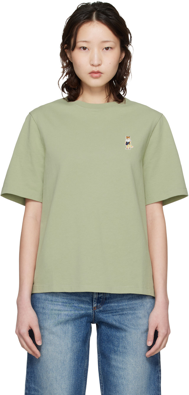 Maison Kitsuné: グリーン Dressed Fox コンフォート Tシャツ | SSENSE