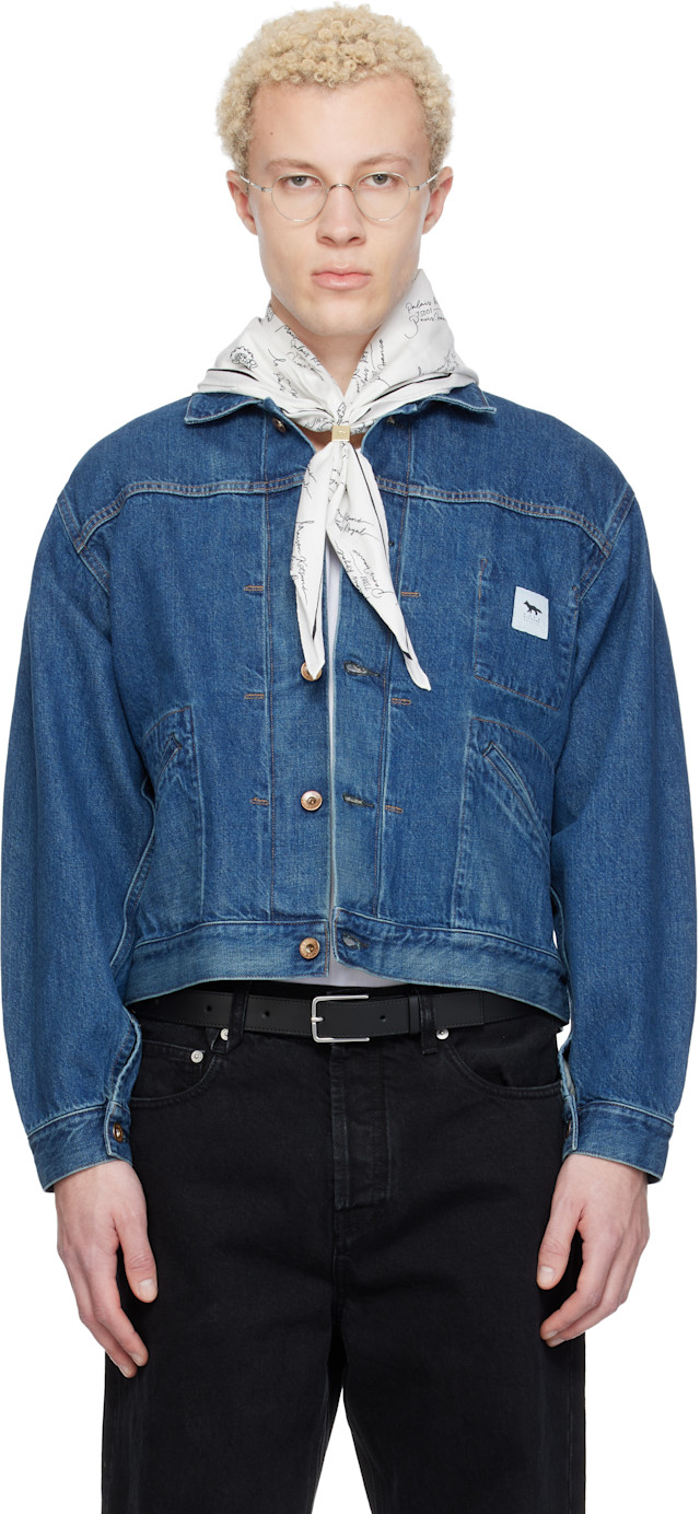 Maison Kitsuné: Blue KURO Edition Selvedge Voyage Denim Jacket